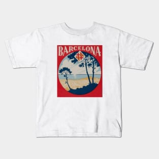 Barcelona Spain Barcelona Vintage Landscape Kids T-Shirt